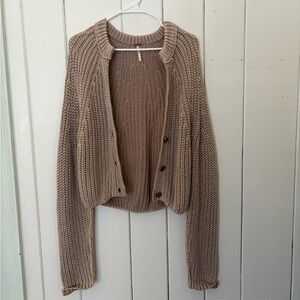 Free People Brown Knit Cardigan